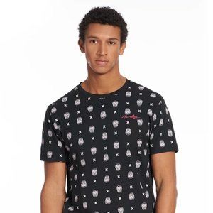 Mens Hurley Graphic Printed Black Short Sleeve Crew Neck T Shirt Tee Sugar Skull
